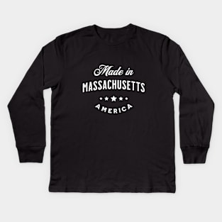 Made In Massachusetts, USA - Vintage Logo Text Design Kids Long Sleeve T-Shirt